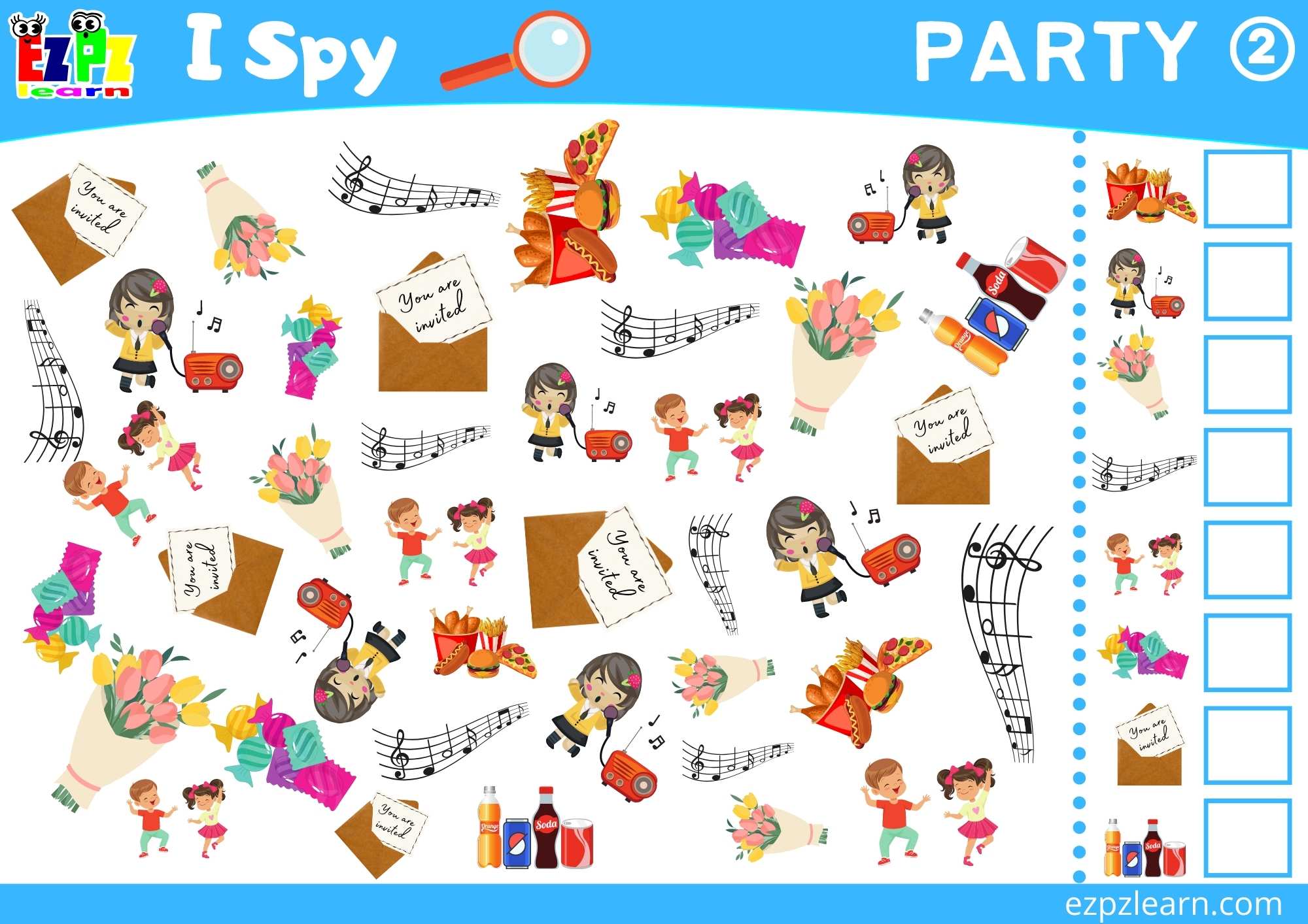 Party 2 Topic I Spy Game for kids Free PDF Download